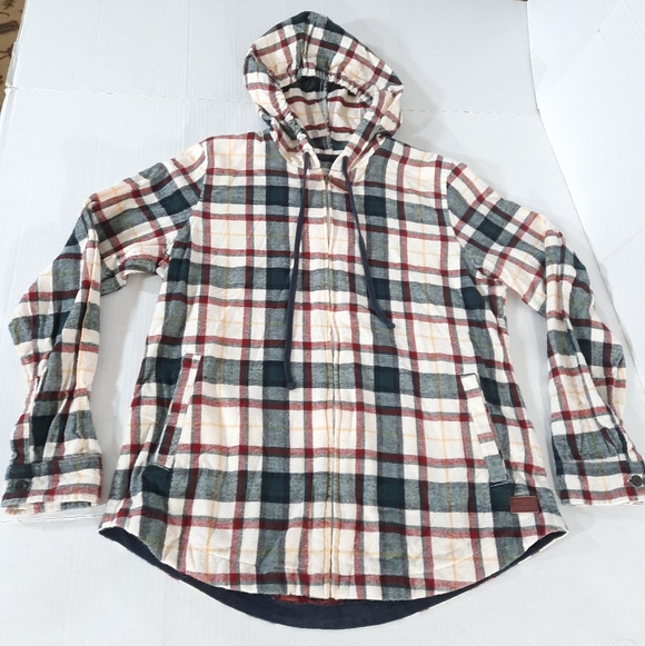 LL Bean Scotch Plaid Flannel Hoodie Jacket - Picture 2 of 7